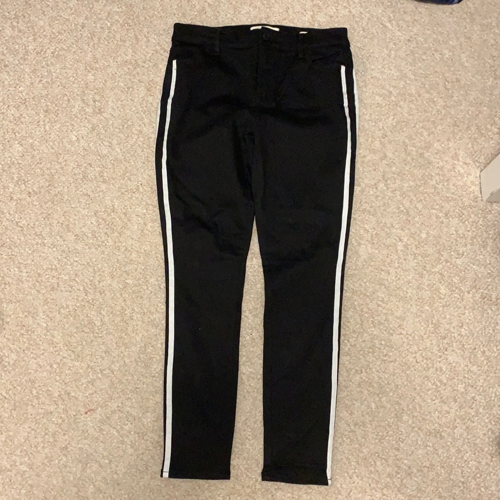 Pacsun black and white side stripe jeans.